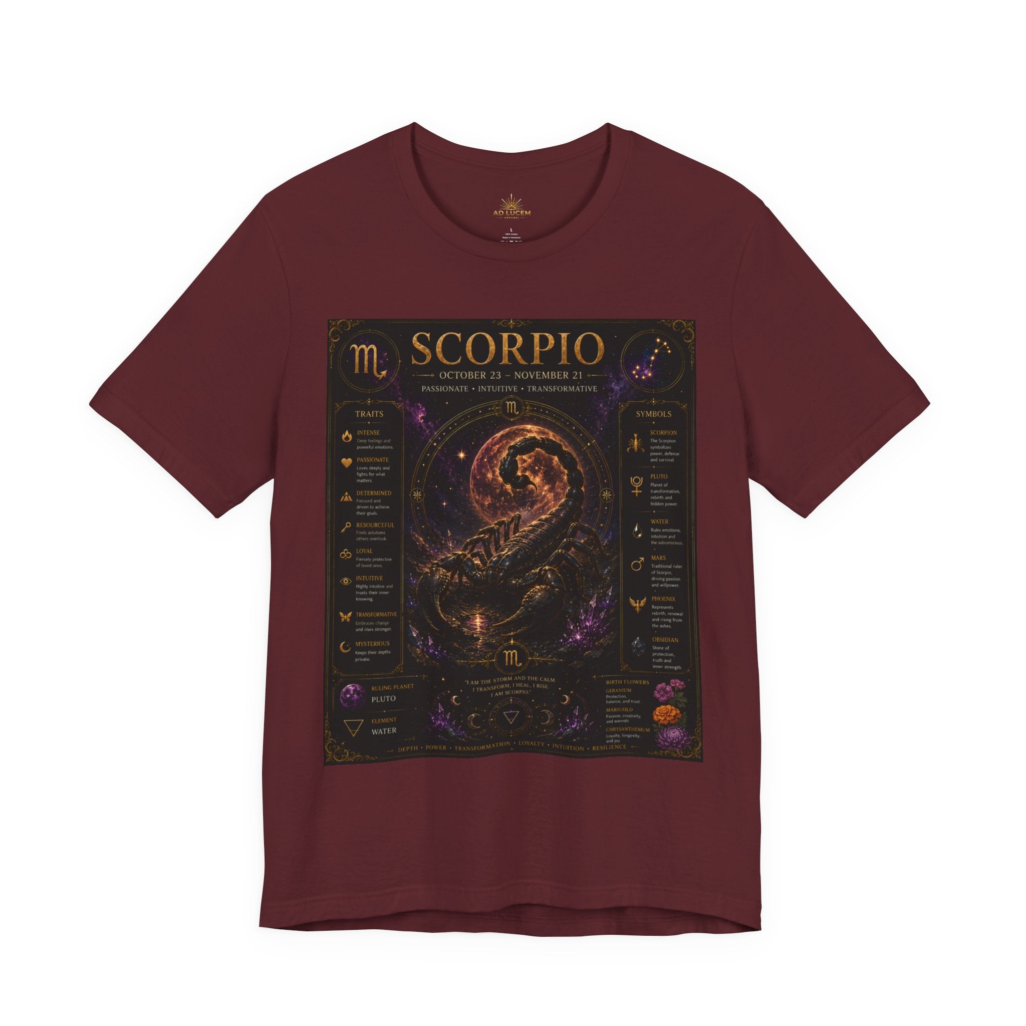 Scorpio Zodiac T-Shirt — Astrology Scorpion Birthdate Traits Tee