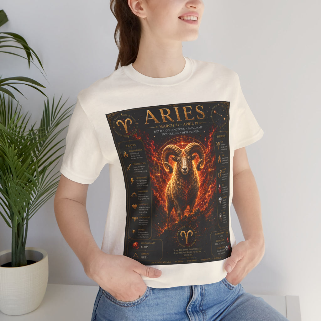 Aries Zodiac Tee — Fiery Ram Horoscope T-Shirt (Aries traits & dates)
