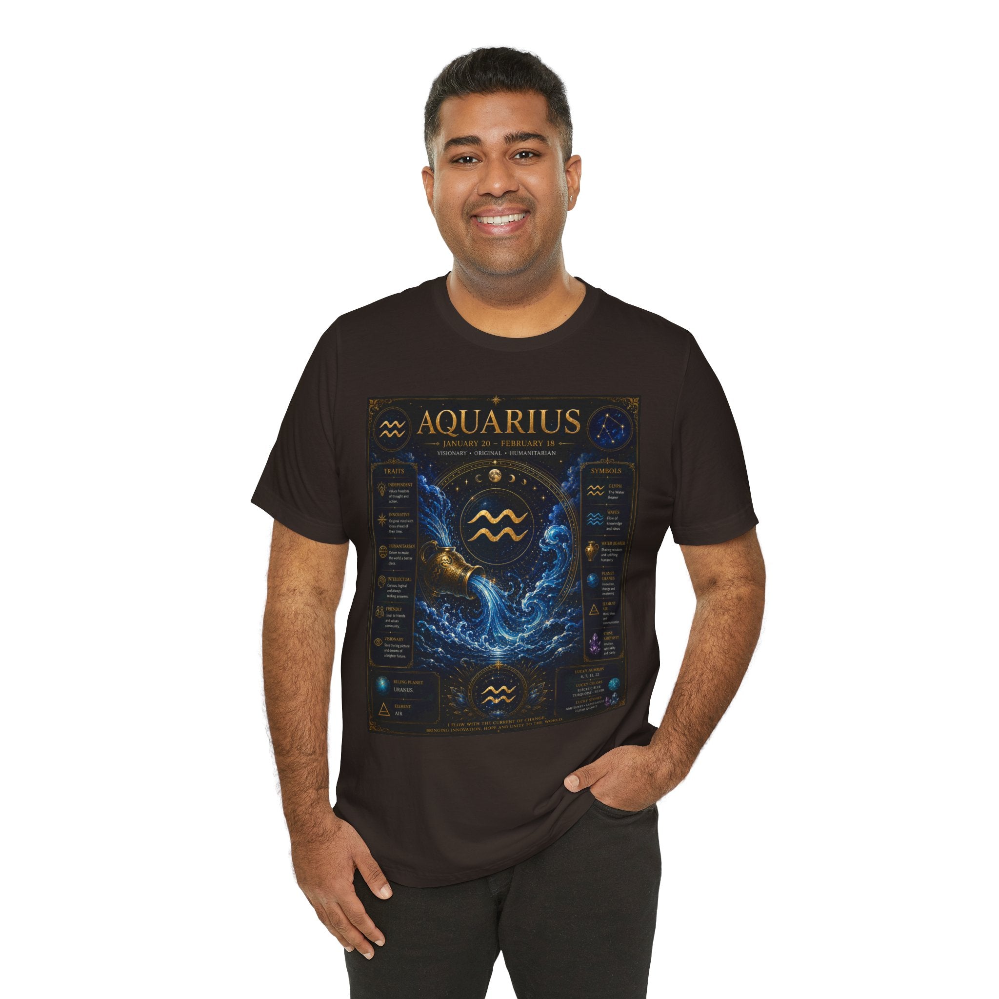 Aquarius Zodiac T-Shirt — Astrology Traits & Birthstone Tee