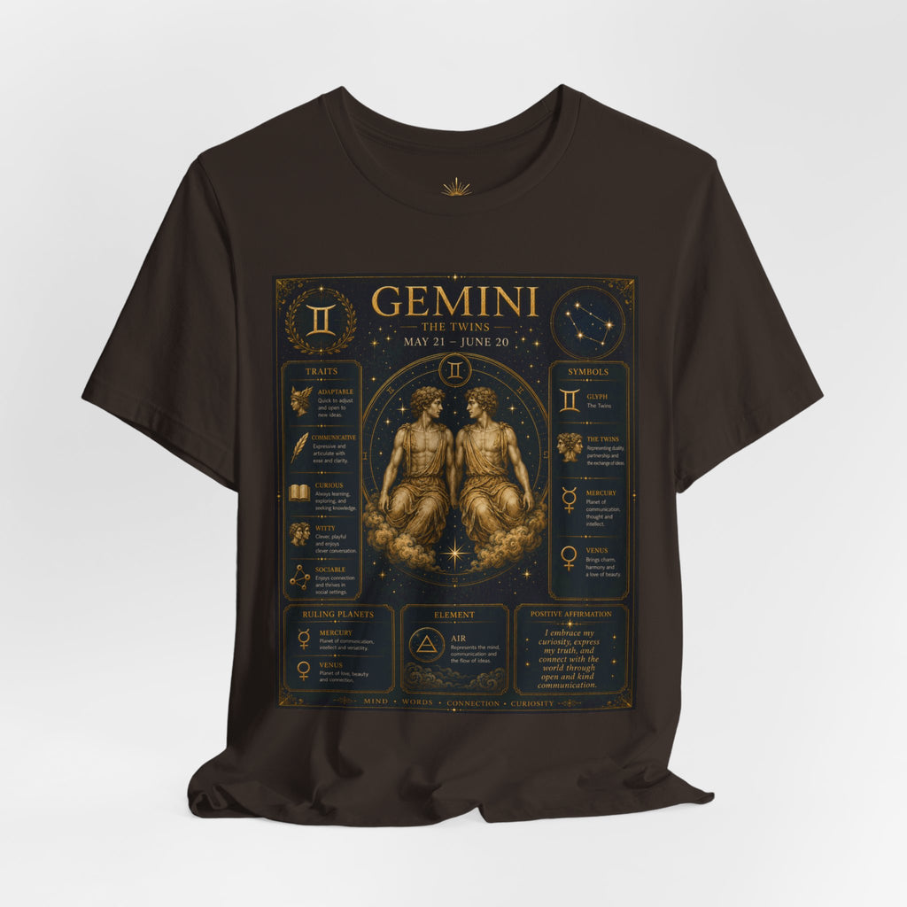 Gemini Zodiac Tee — Vintage Astrology Horoscope Shirt (May 21–June 20)