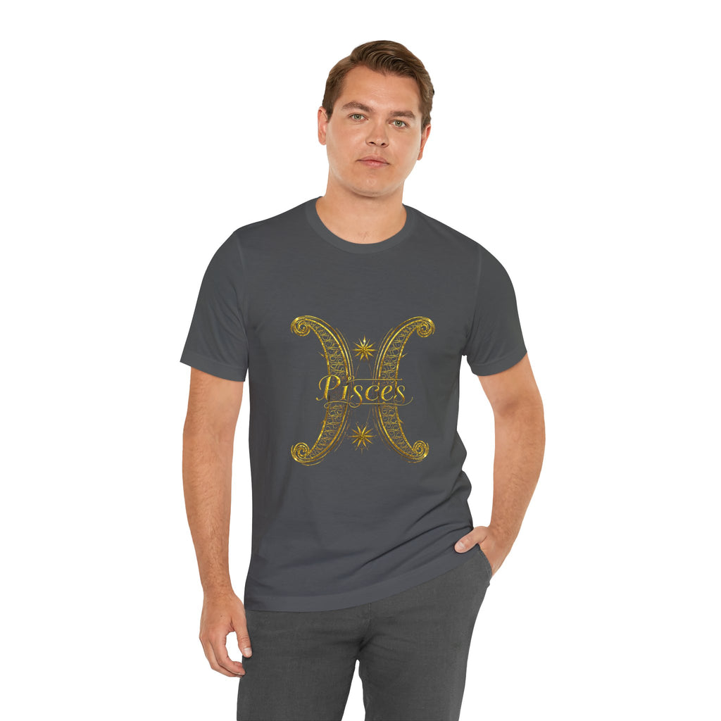 Pisces Zodiac Tee — Golden Astrological Sign Galaxy T-Shirt