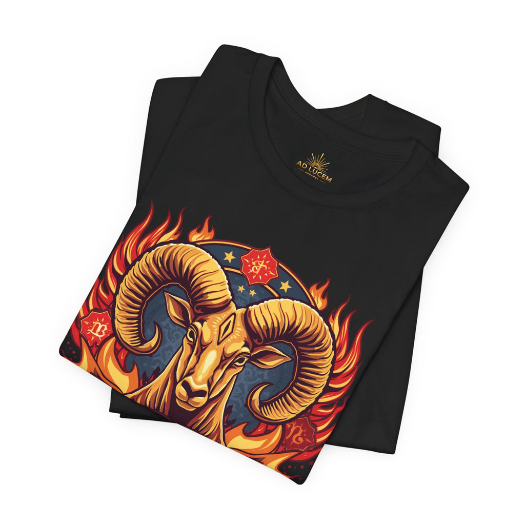 Aries Zodiac Ram T‑Shirt — Bold Fiery Horoscope Tee