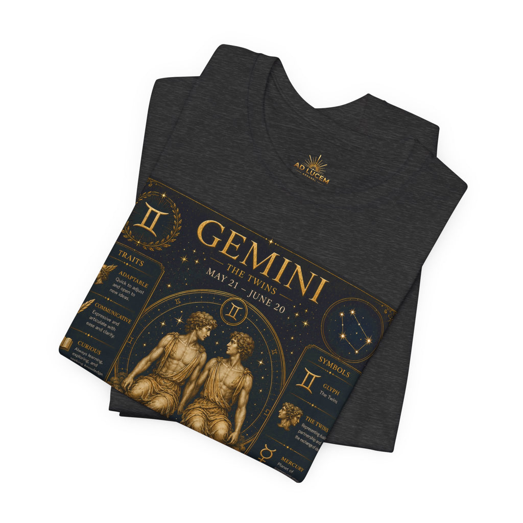Gemini Zodiac Tee — Vintage Astrology Horoscope Shirt (May 21–June 20)