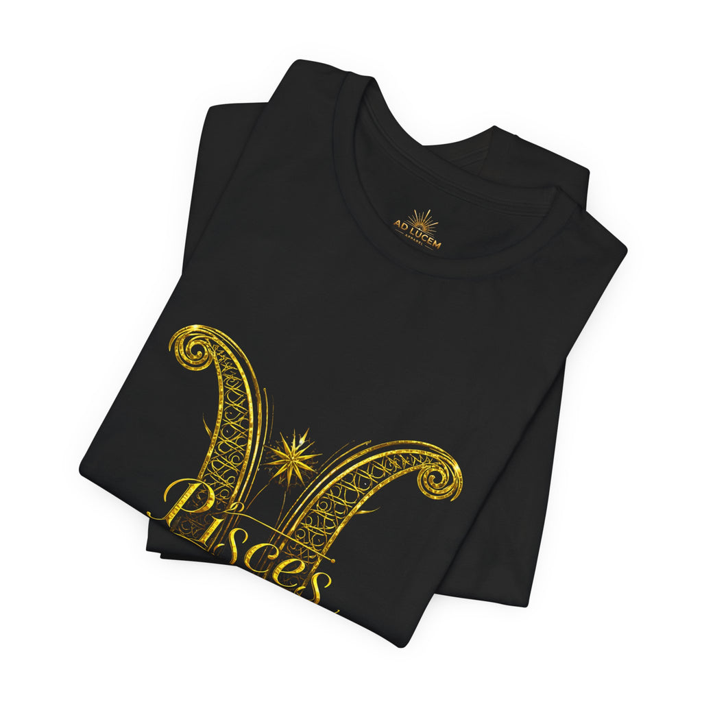 Pisces Zodiac Tee — Golden Astrological Sign Galaxy T-Shirt