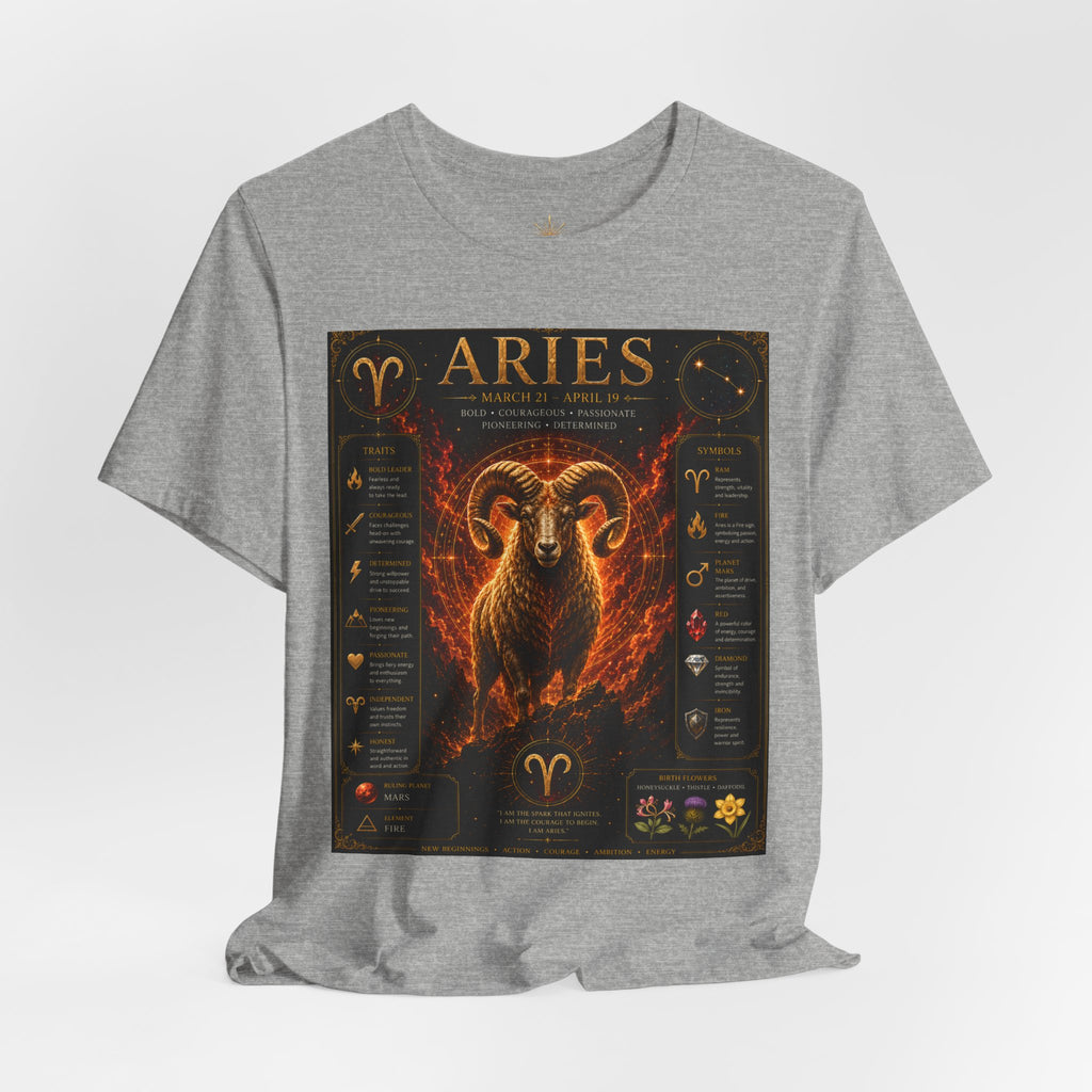 Aries Zodiac Tee — Fiery Ram Horoscope T-Shirt (Aries traits & dates)