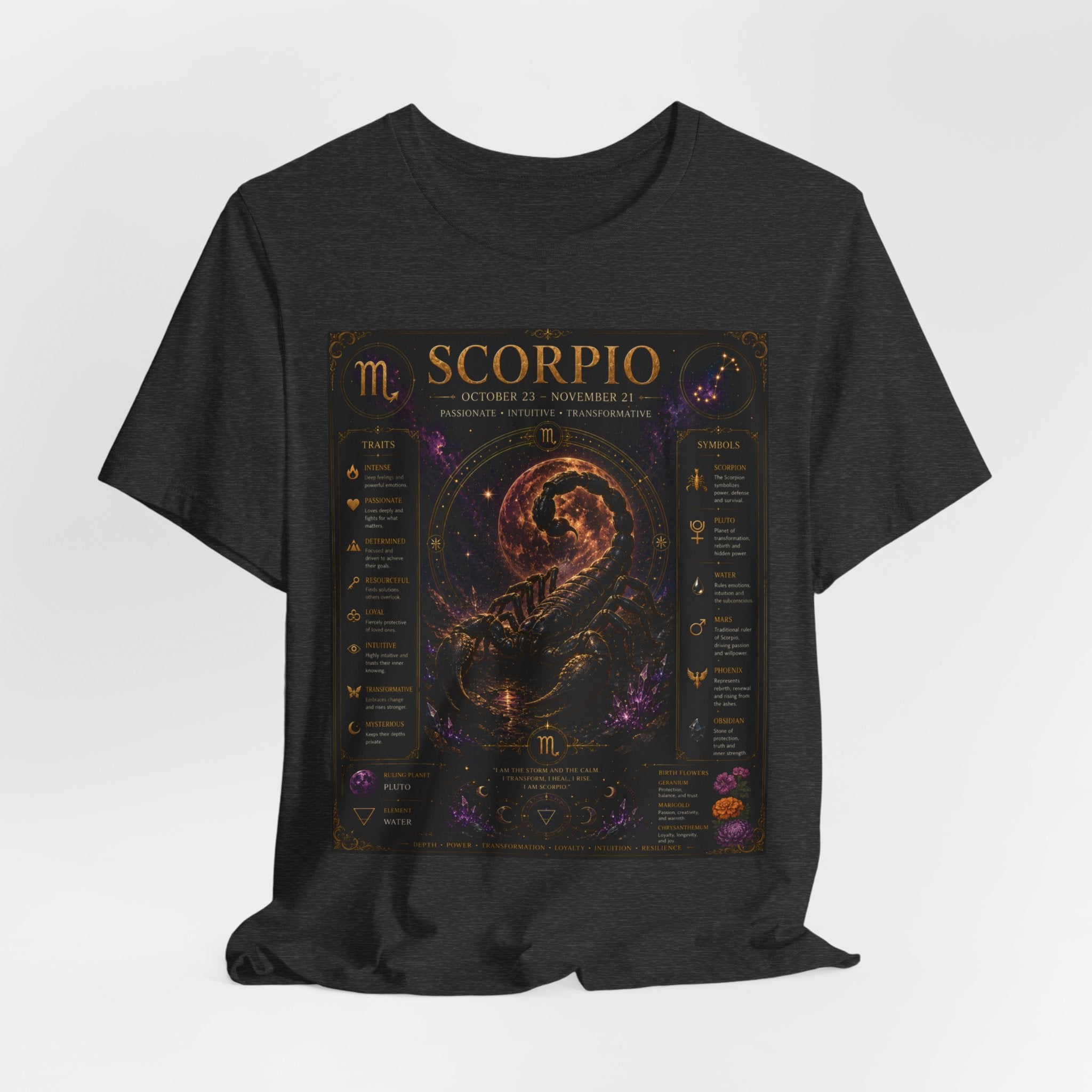 Scorpio Zodiac T-Shirt — Astrology Scorpion Birthdate Traits Tee