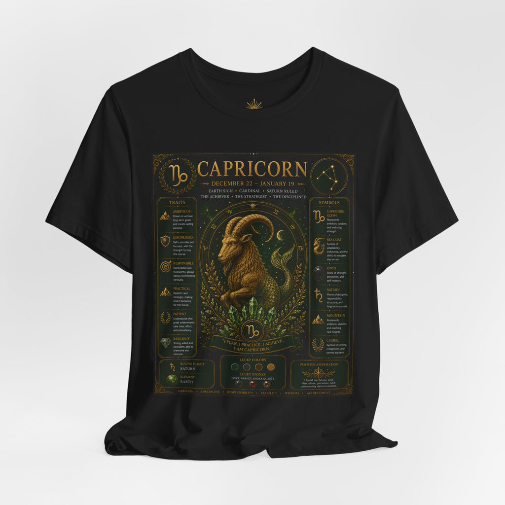 Capricorn Zodiac Tee — Illustrated Birthsign Graphic Shirt