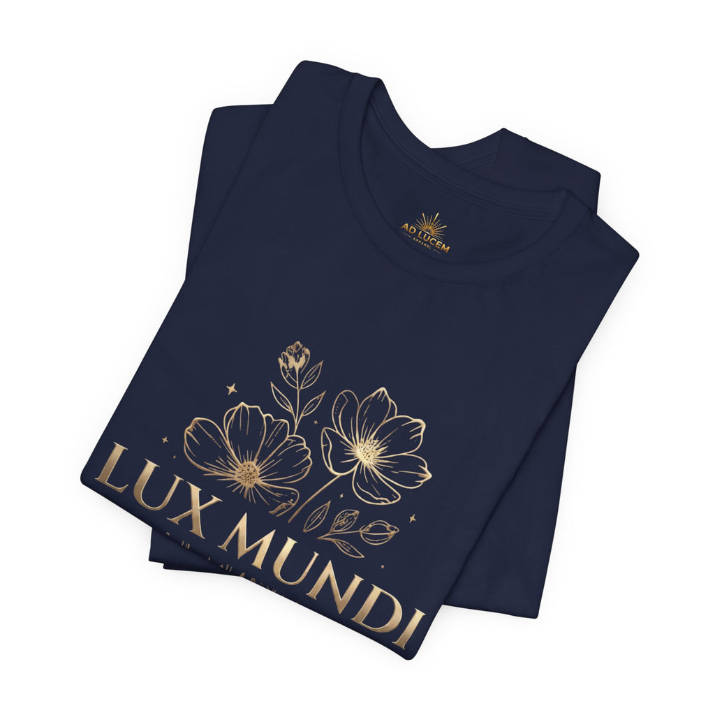 Lux Mundi Floral Tee — "The light shines in the darkness" Inspirational Christian T‑Shirt