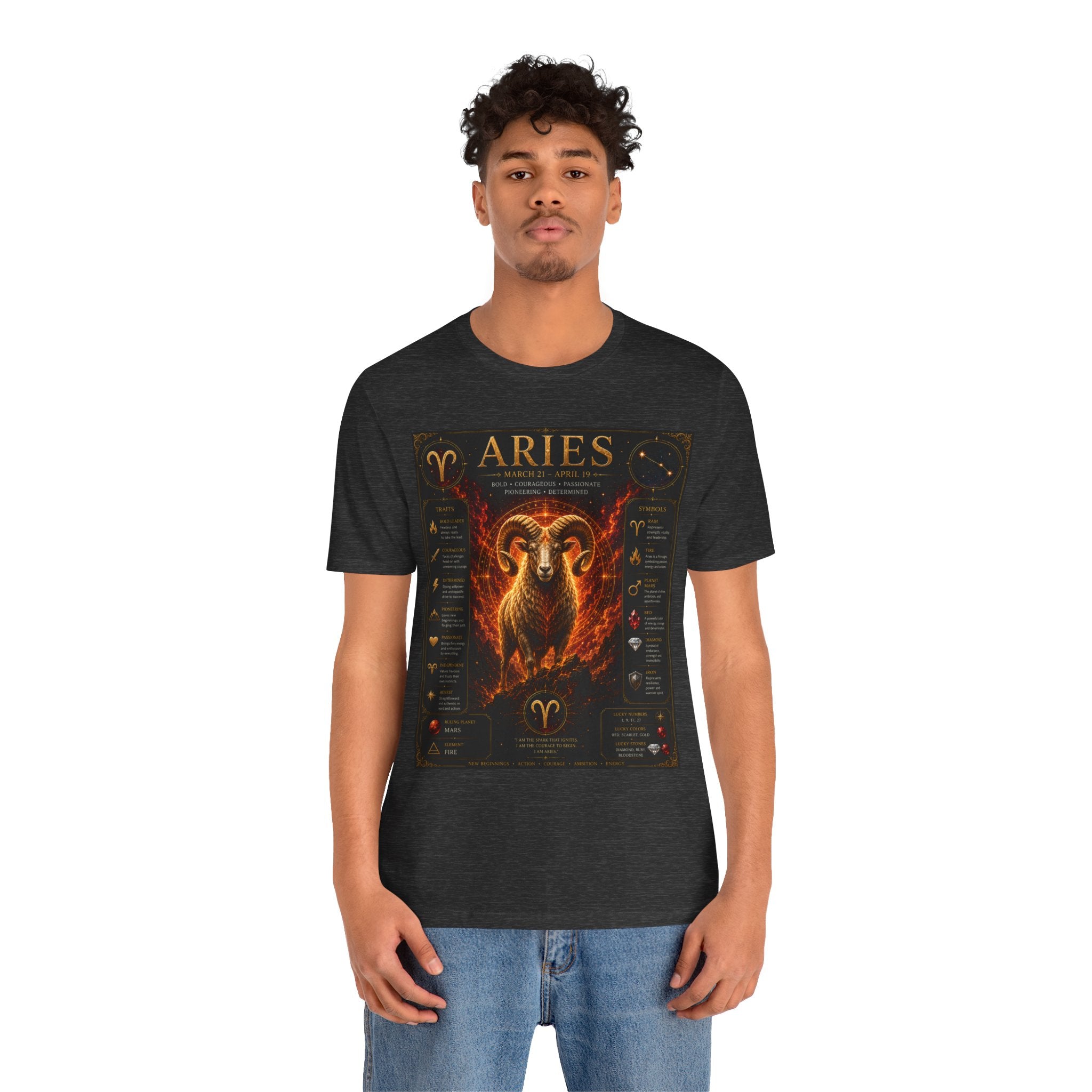Aries Zodiac Tee — Fiery Ram Horoscope T-Shirt (Aries traits & dates)