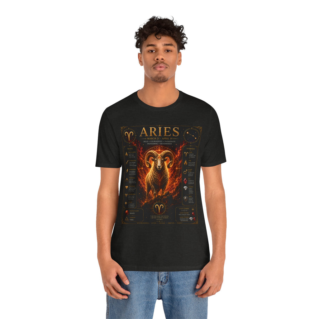 Aries Zodiac Tee — Fiery Ram Horoscope T-Shirt (Aries traits & dates)