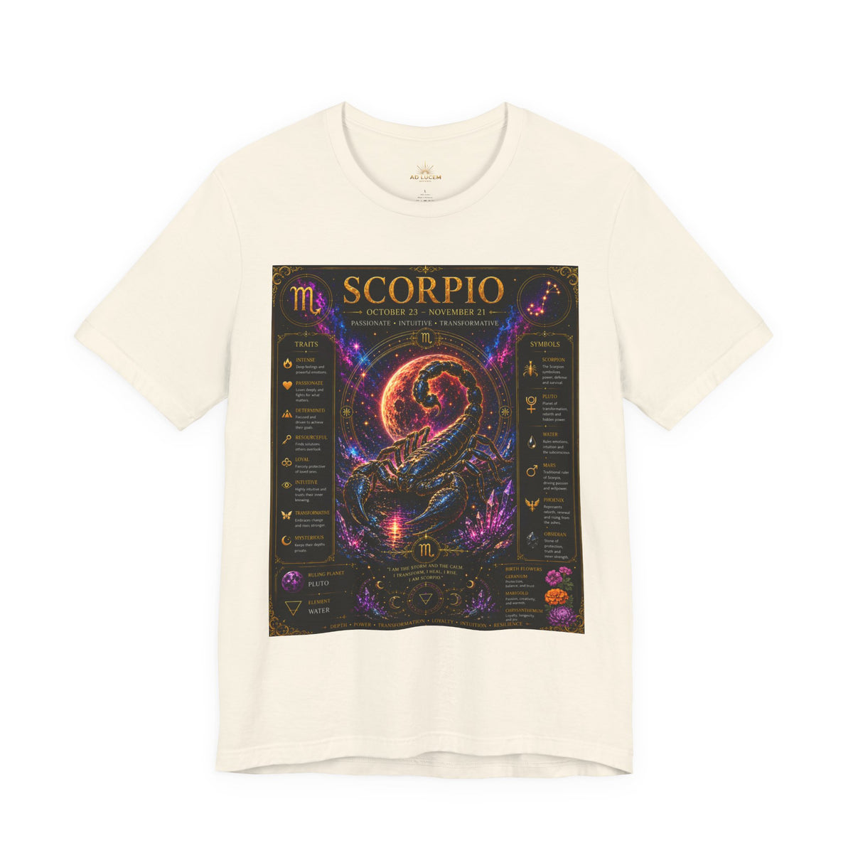 Scorpio Zodiac T-Shirt — Astrology Scorpion Birthdate Traits Tee