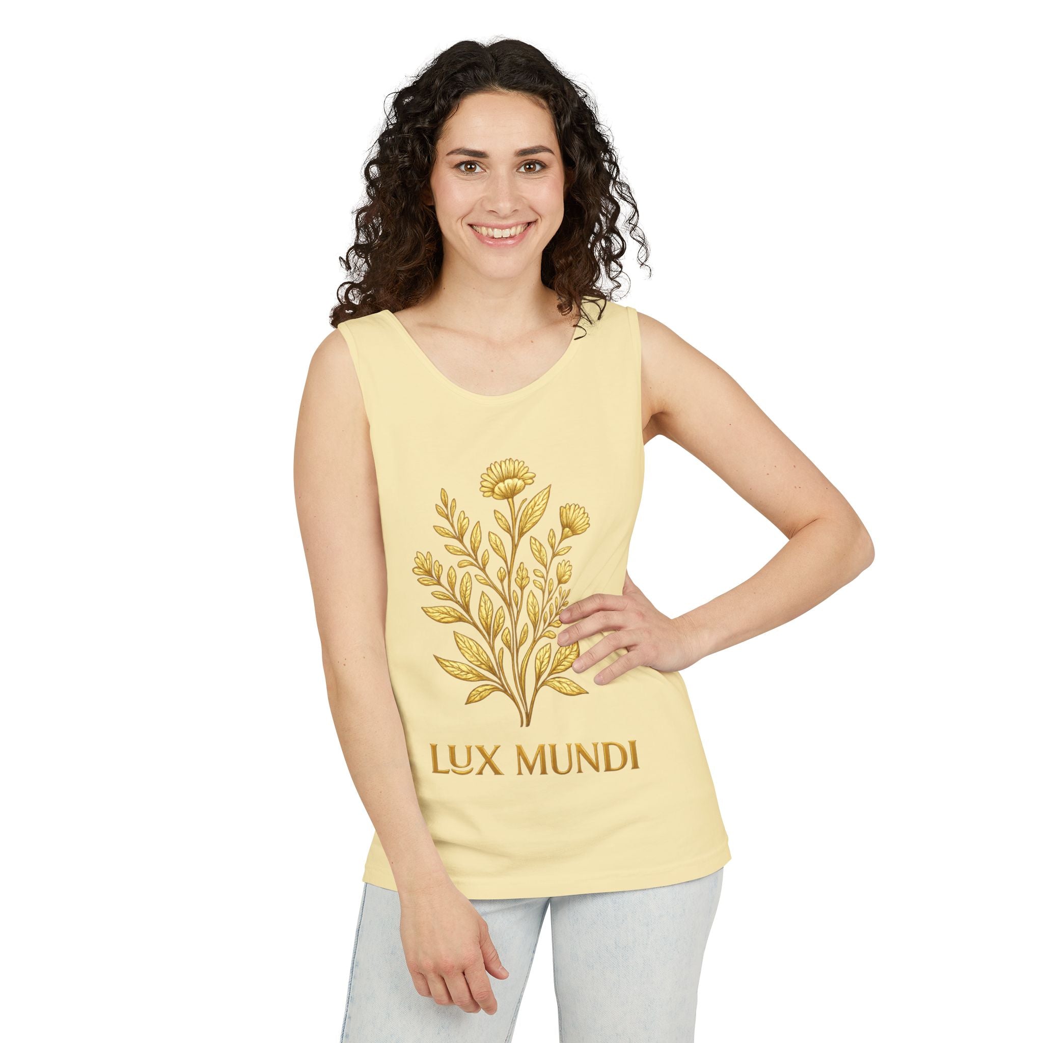 Lux Mundi Gold Floral Tank Top