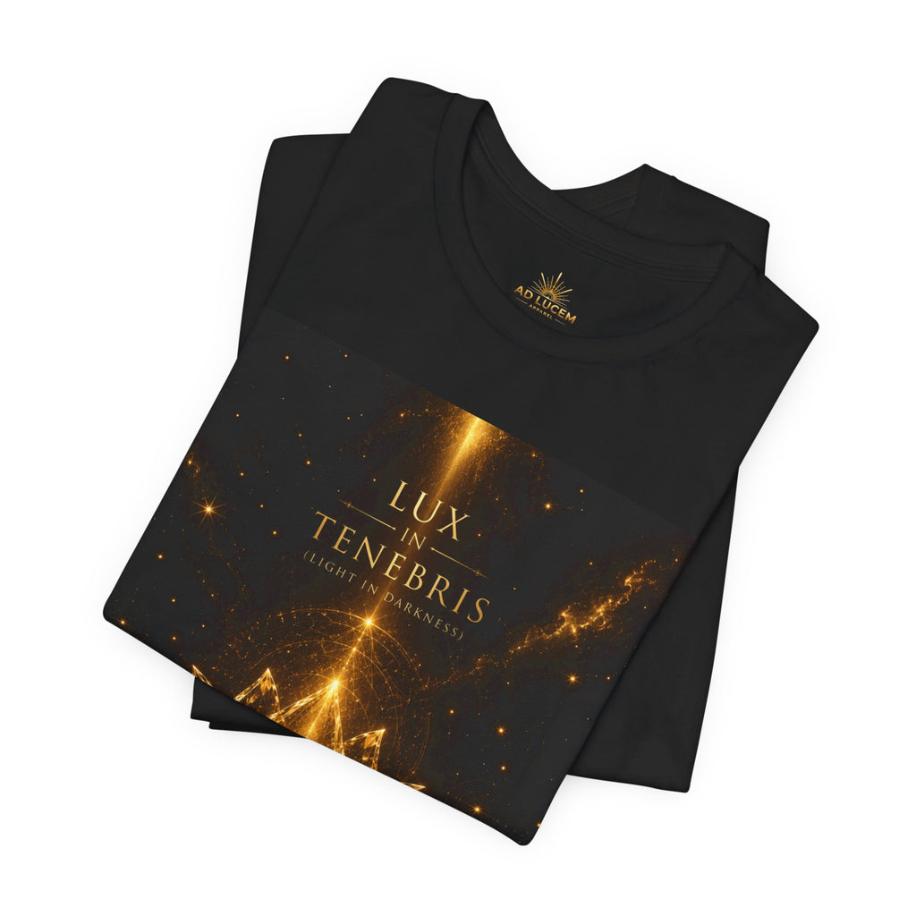 Golden Lotus Tee — "Lux in Tenebris" Spiritual Graphic T-Shirt