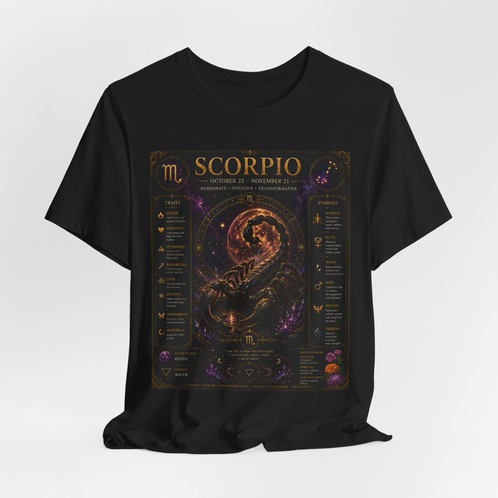 Scorpio Zodiac T-Shirt — Astrology Scorpion Birthdate Traits Tee
