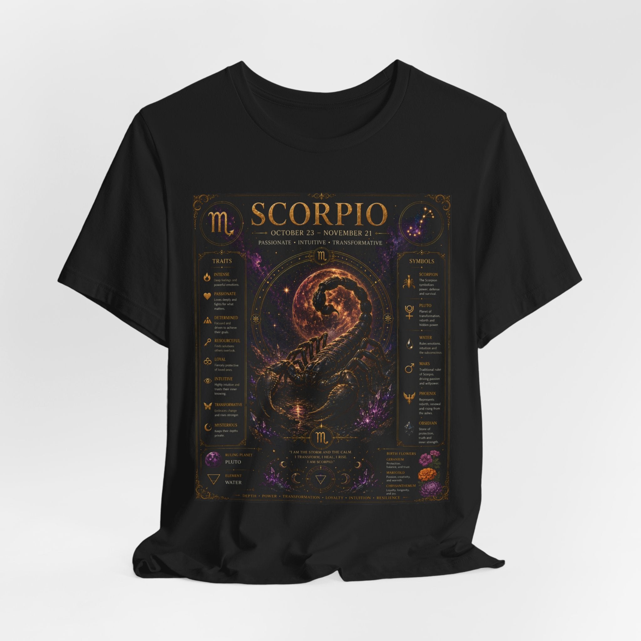 Scorpio Zodiac T-Shirt — Astrology Scorpion Birthdate Traits Tee