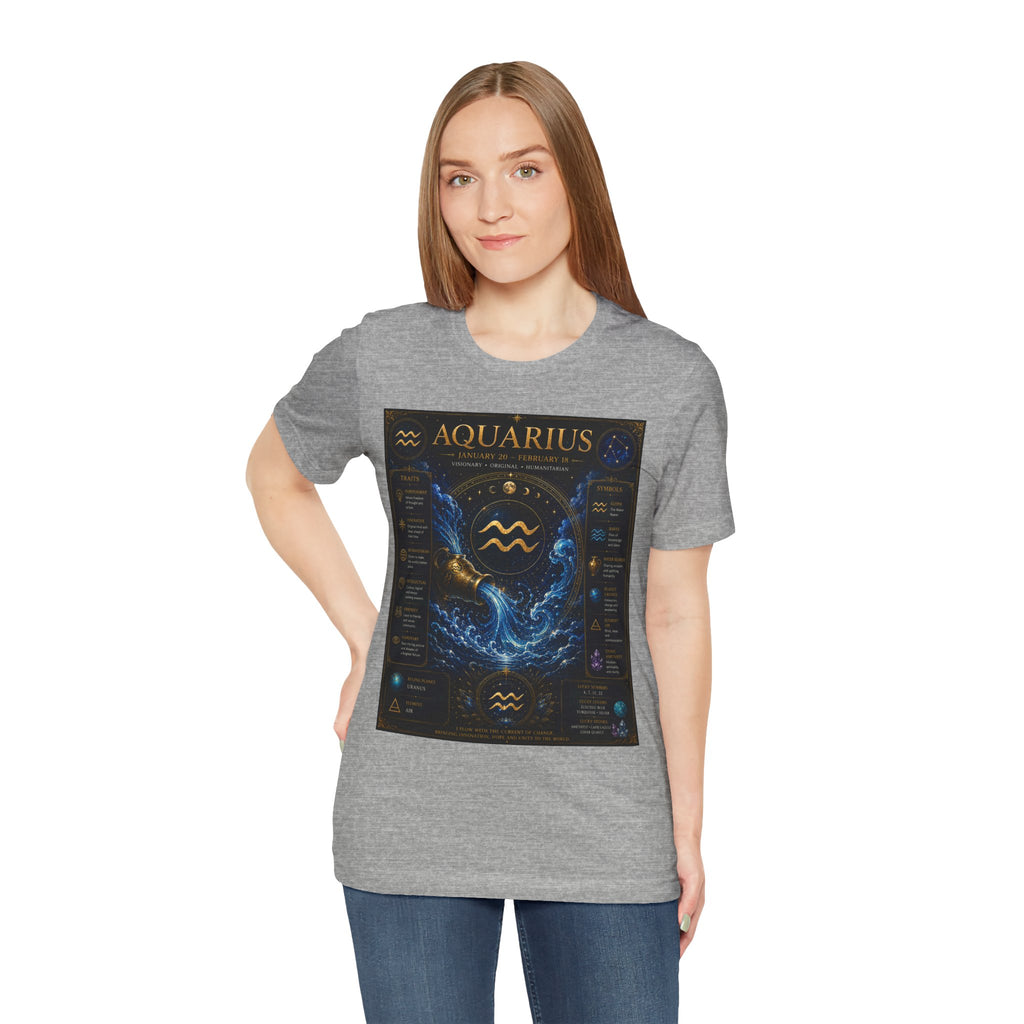 Aquarius Zodiac T-Shirt — Astrology Traits & Birthstone Tee