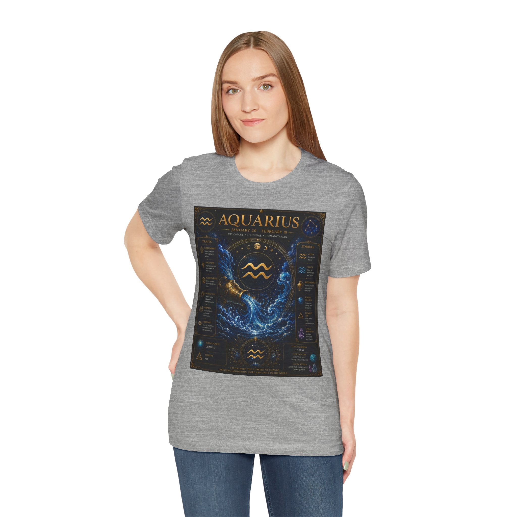 Aquarius Zodiac T-Shirt — Astrology Traits & Birthstone Tee