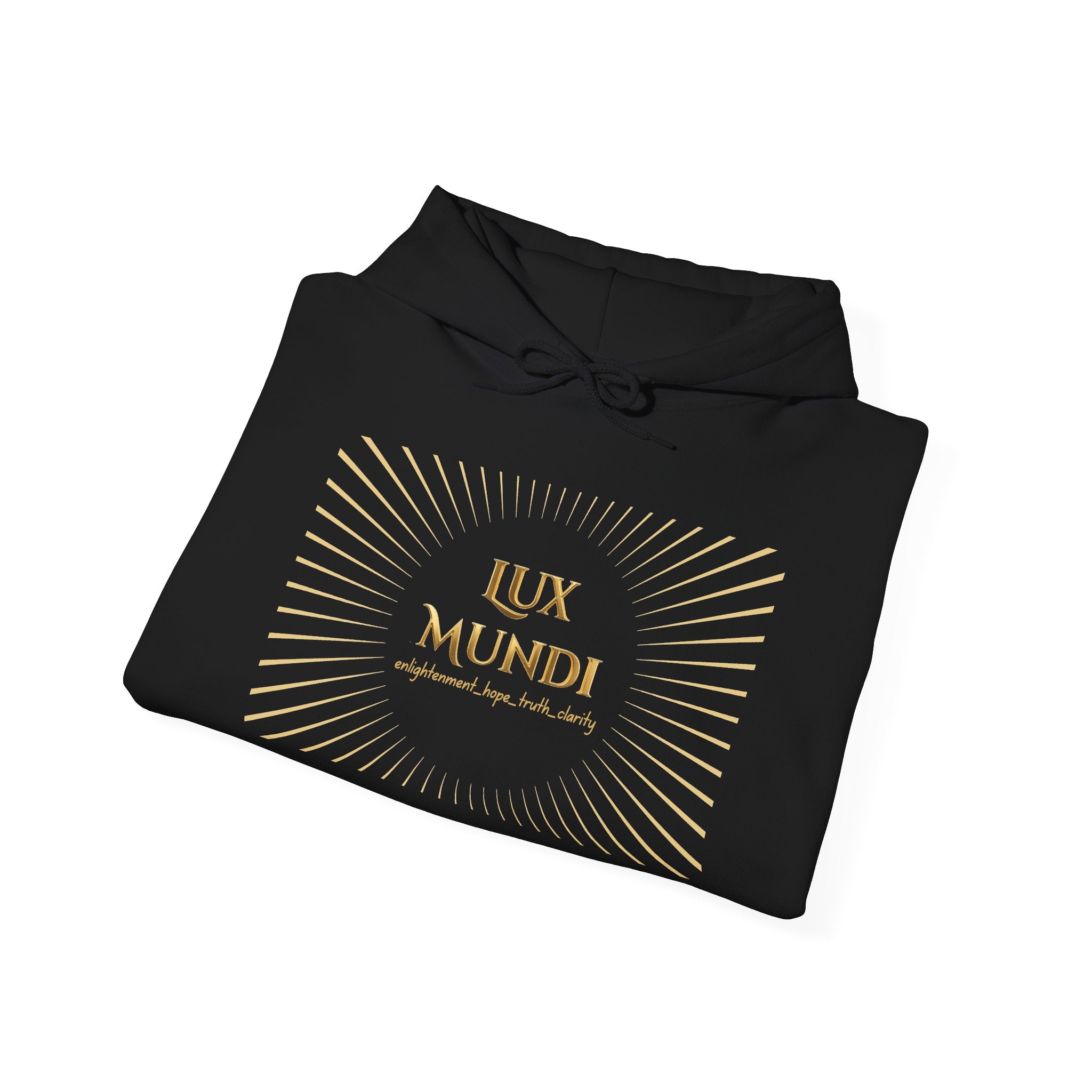 Lux Mundi Hoodie — Gold Lotus Graphic Hooded Sweatshirt