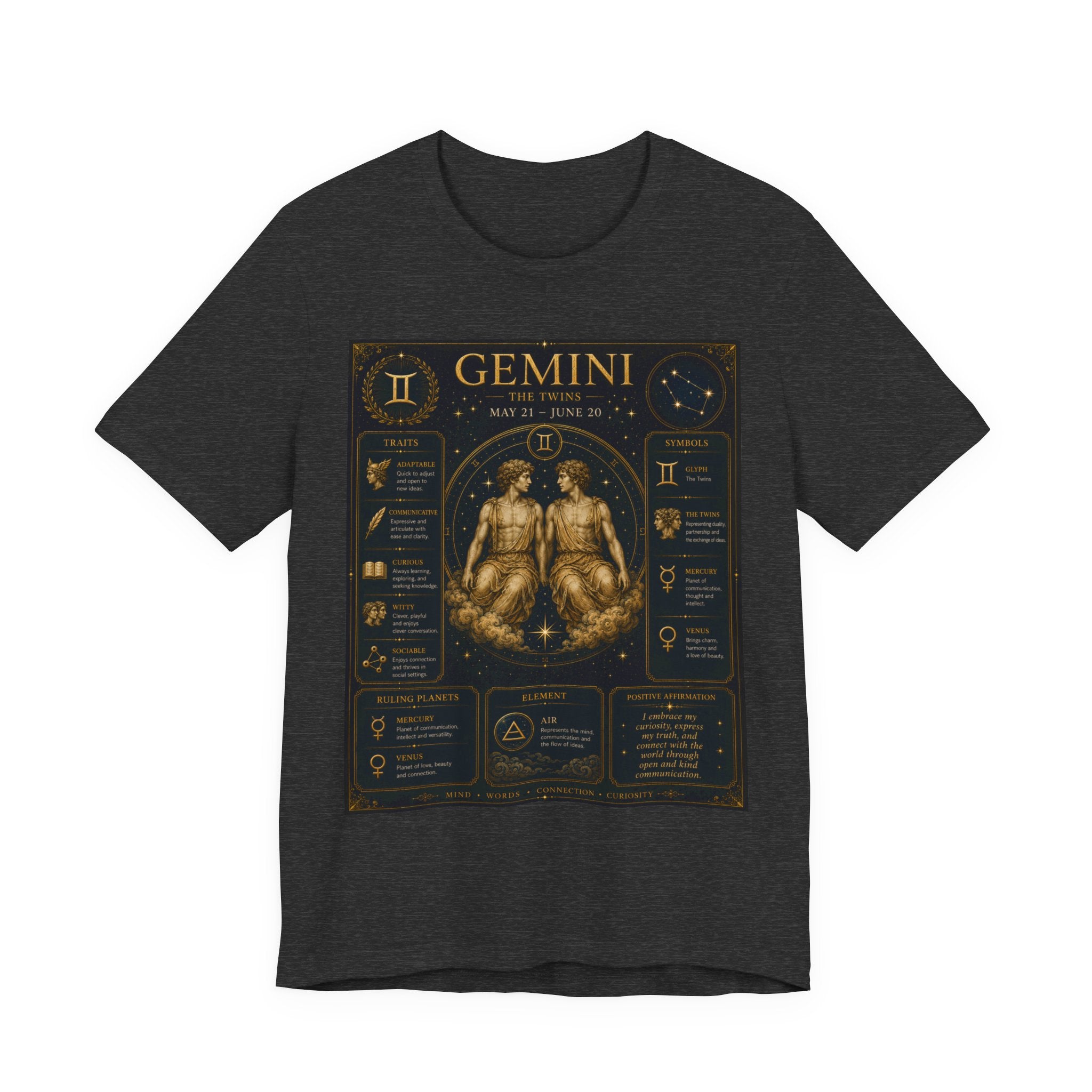Gemini Zodiac Tee — Vintage Astrology Horoscope Shirt (May 21–June 20)
