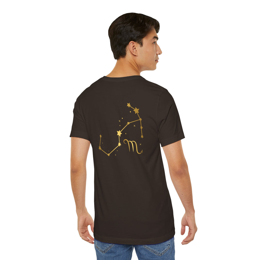 Gold Scorpio Scorpion T-Shirt | Zodiac "Love in Motion" Script