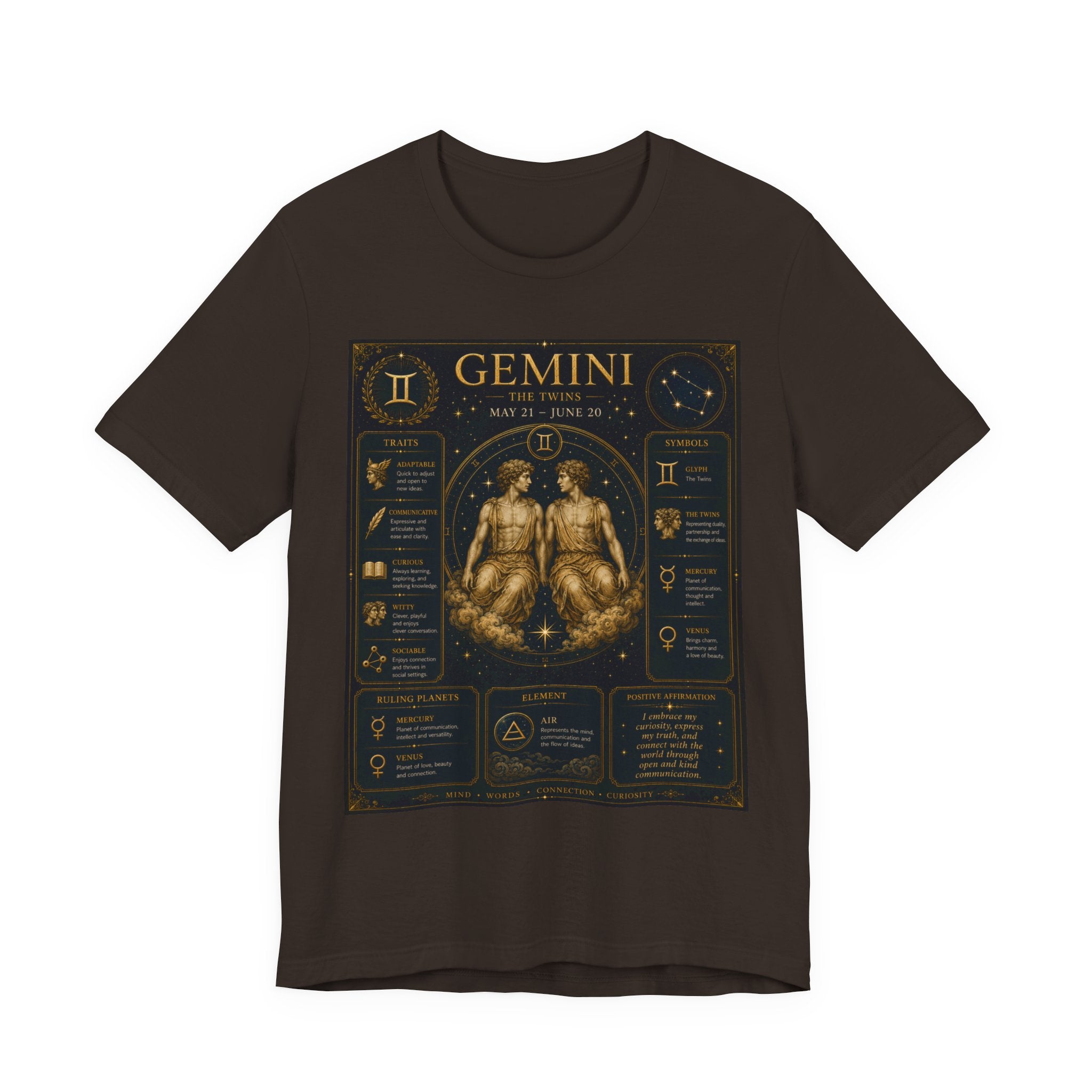 Gemini Zodiac Tee — Vintage Astrology Horoscope Shirt (May 21–June 20)