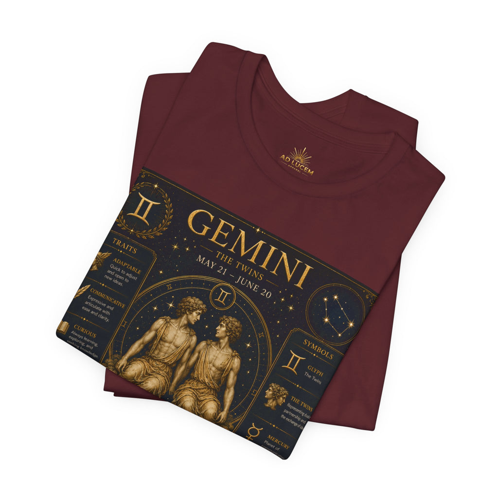 Gemini Zodiac Tee — Vintage Astrology Horoscope Shirt (May 21–June 20)