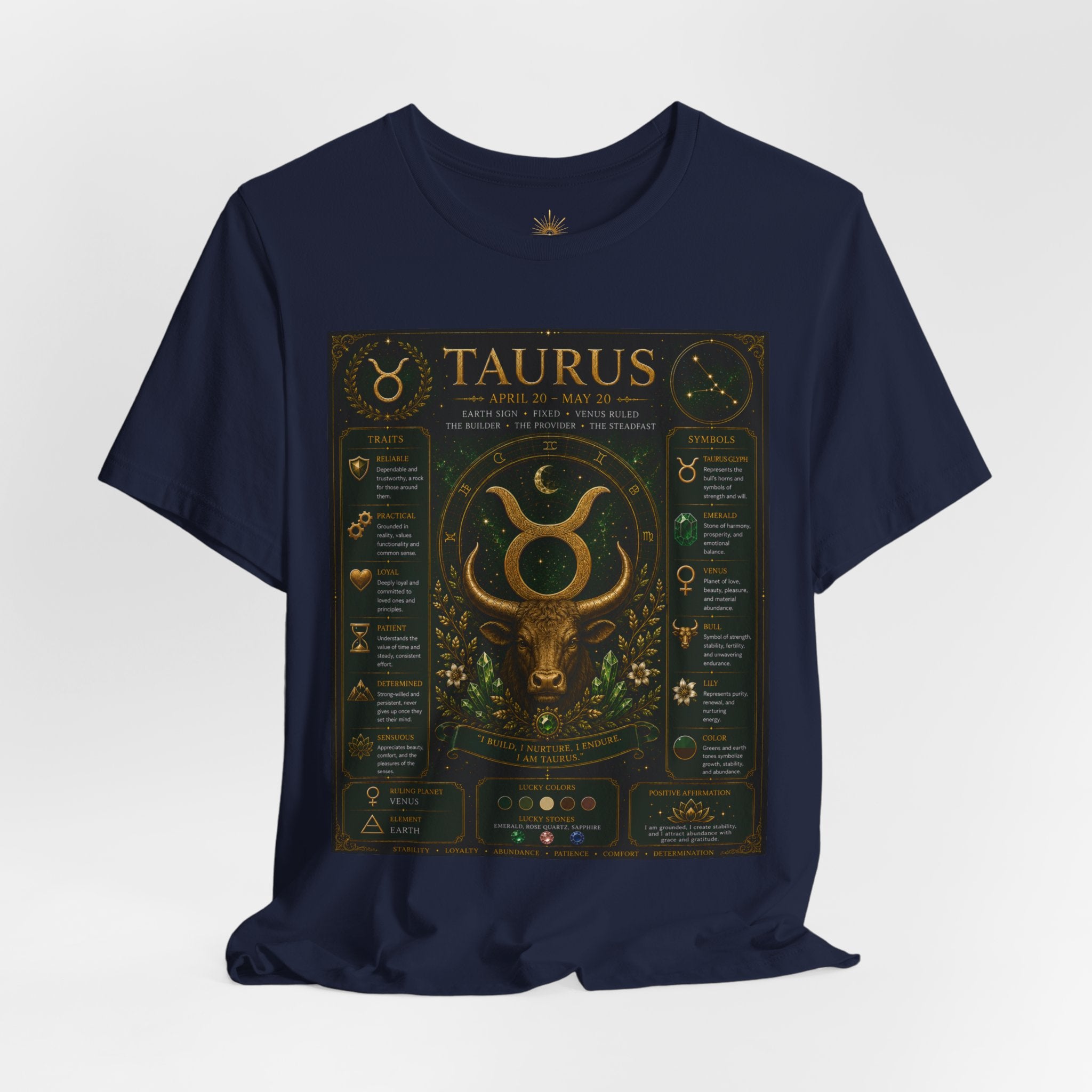 Taurus Zodiac T‑Shirt — Astrology Traits Chart Tee