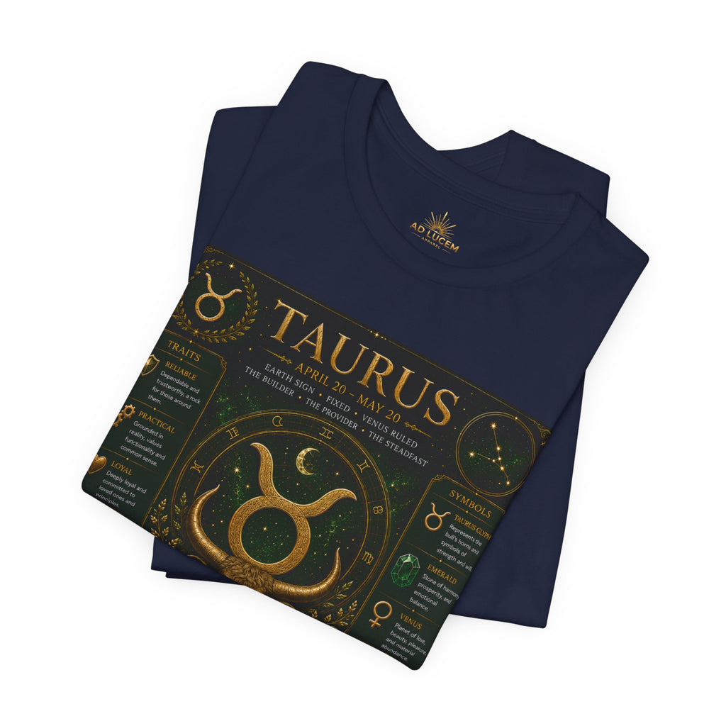 Taurus Zodiac T‑Shirt — Astrology Traits Chart Tee