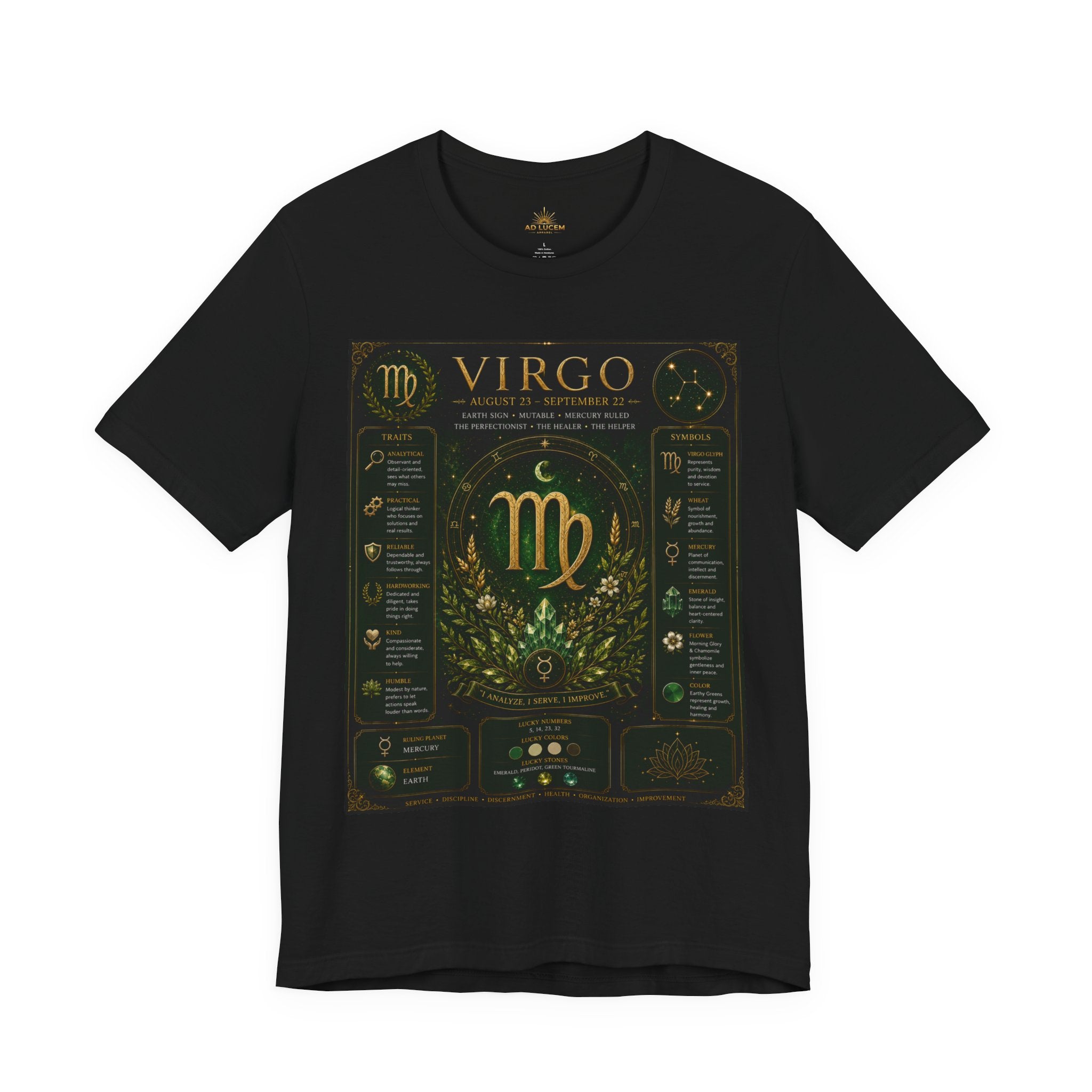 Virgo Zodiac T‑Shirt — Gold Astrology Sign Tee
