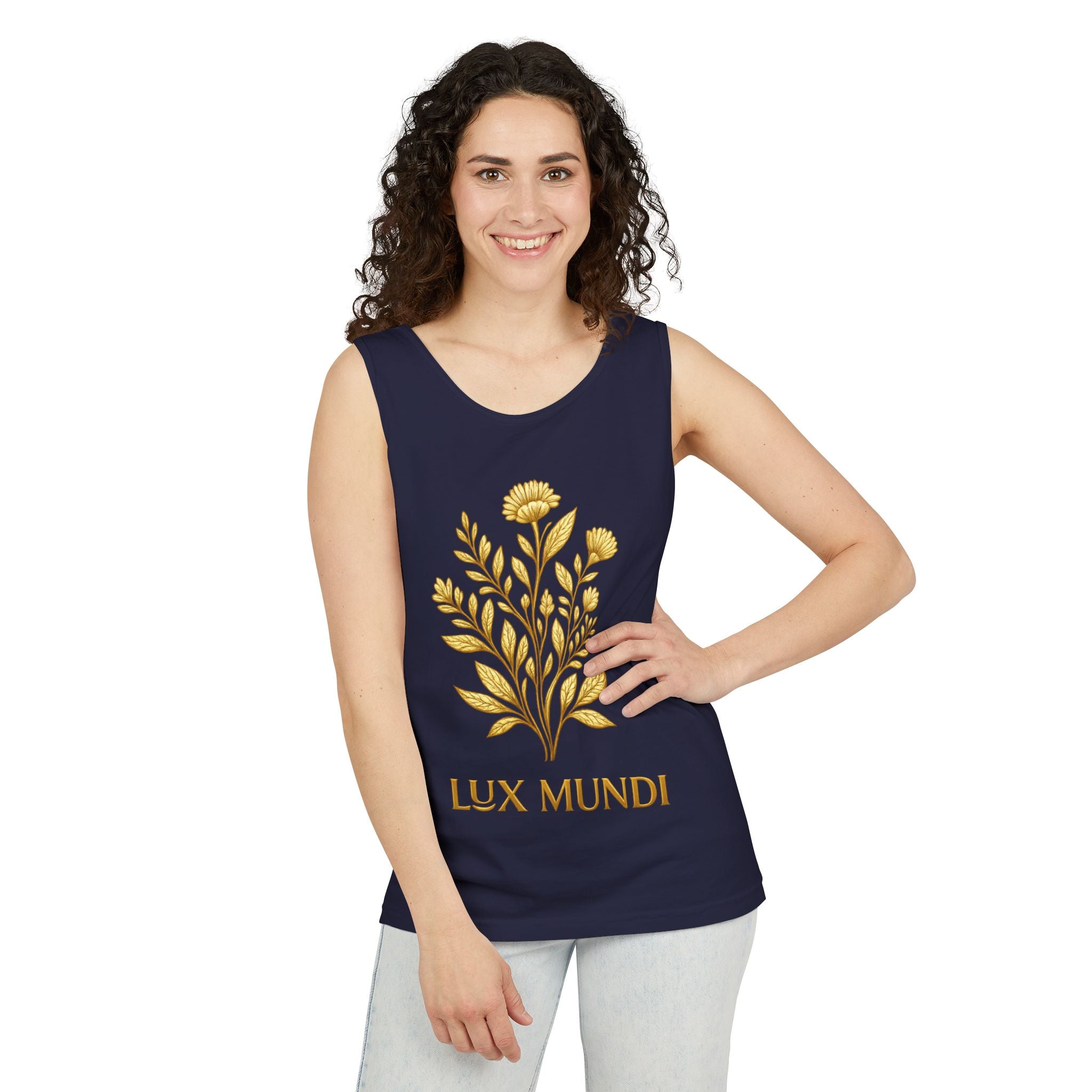 Lux Mundi Gold Floral Tank Top