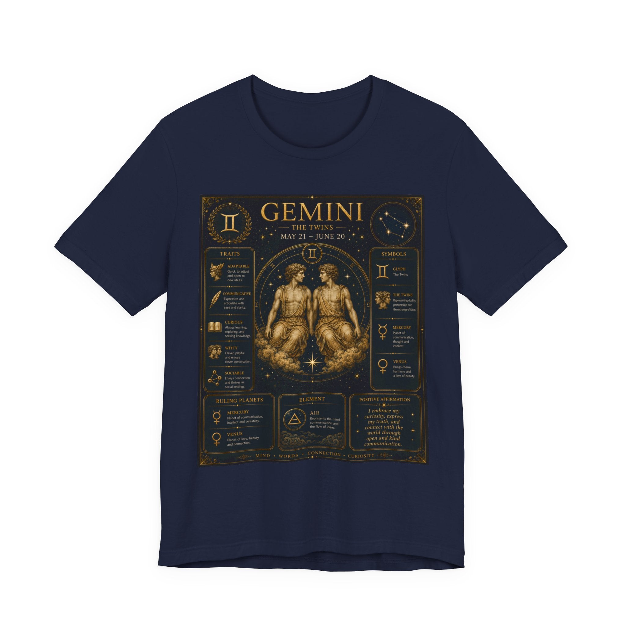 Gemini Zodiac Tee — Vintage Astrology Horoscope Shirt (May 21–June 20)