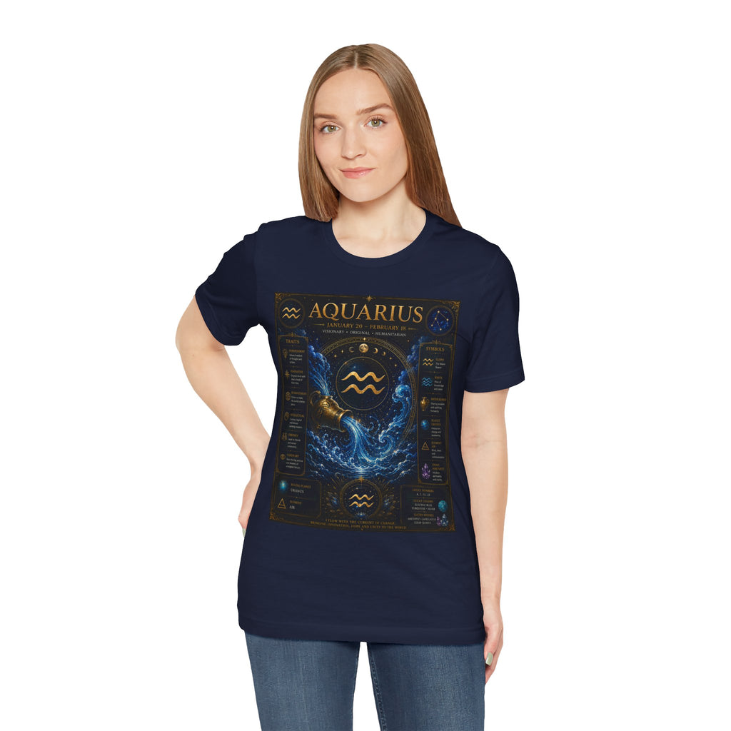 Aquarius Zodiac T-Shirt — Astrology Traits & Birthstone Tee