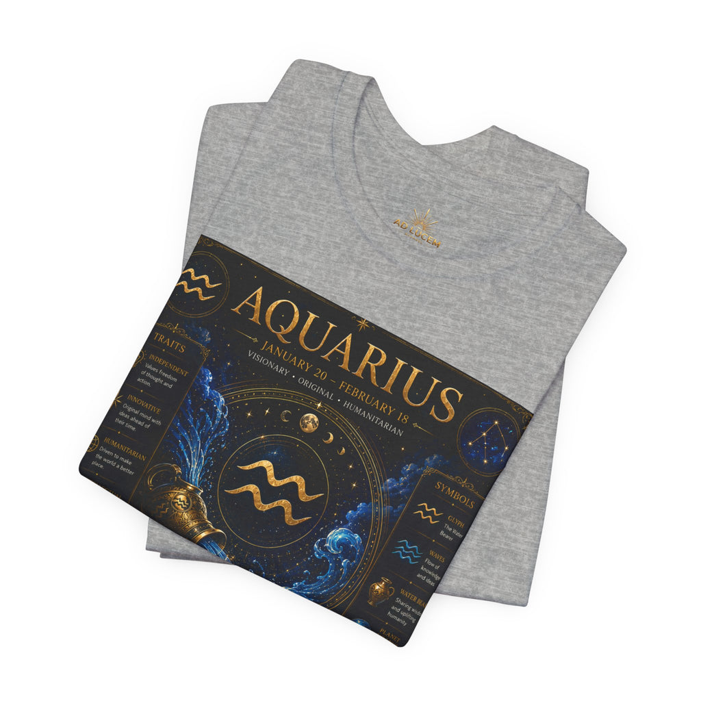 Aquarius Zodiac T-Shirt — Astrology Traits & Birthstone Tee