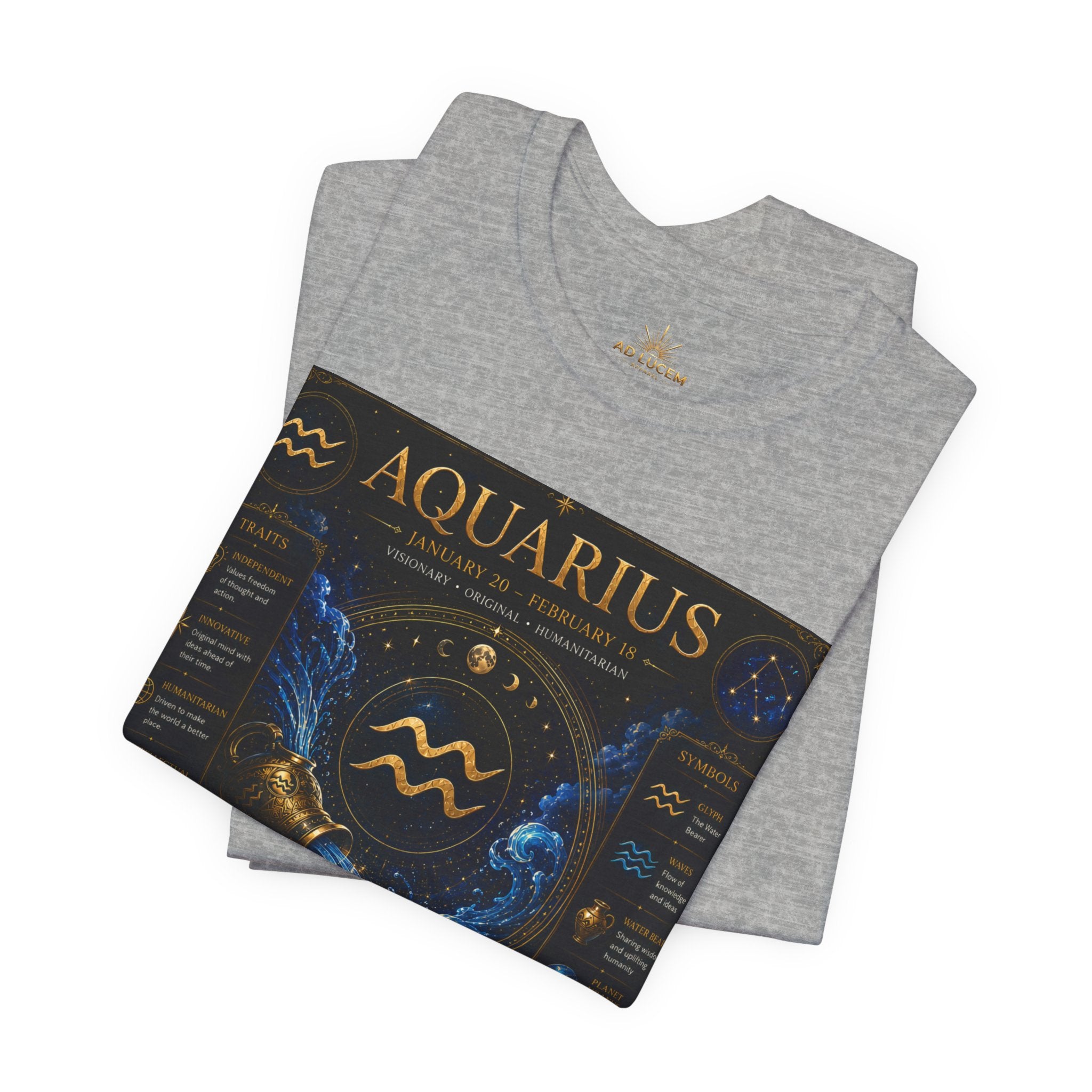 Aquarius Zodiac T-Shirt — Astrology Traits & Birthstone Tee