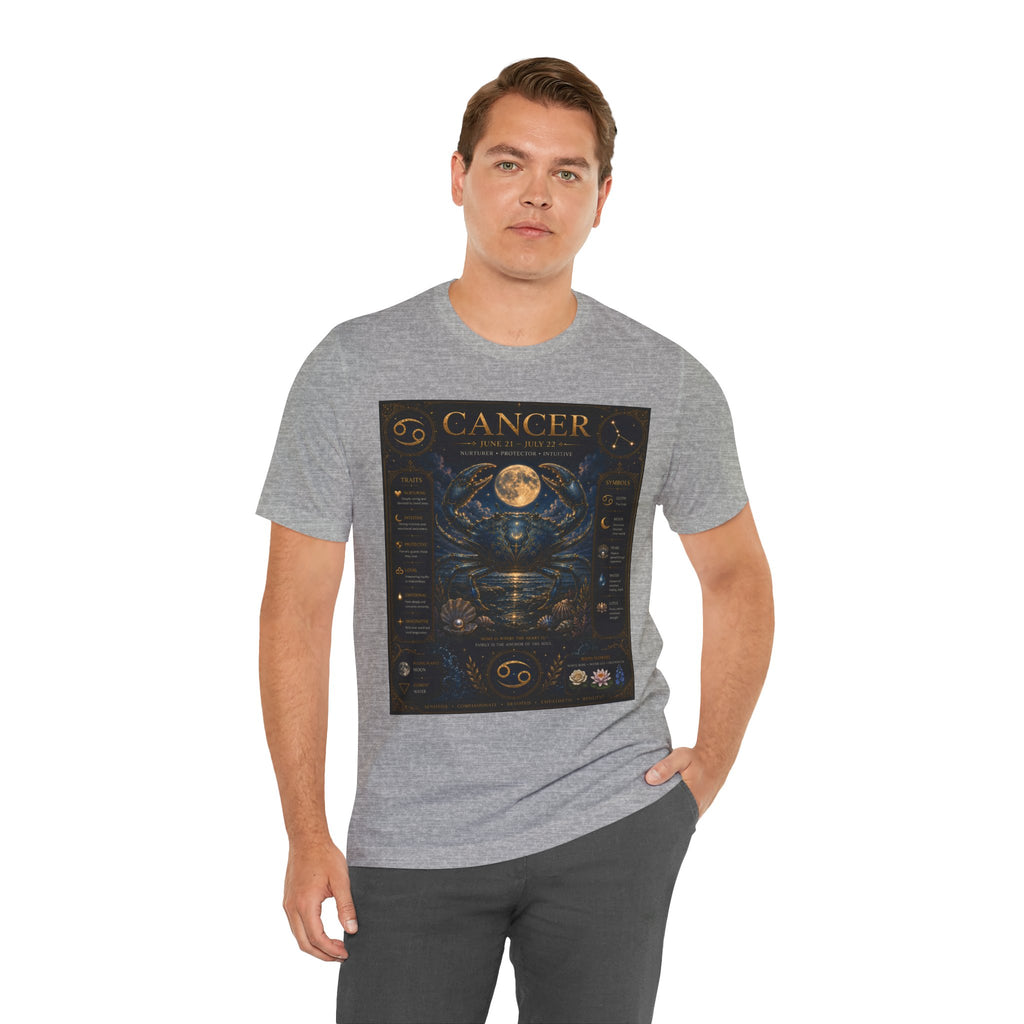 Cancer Zodiac T‑Shirt — Detailed Horoscope Crab Design with Traits & Moon Phases