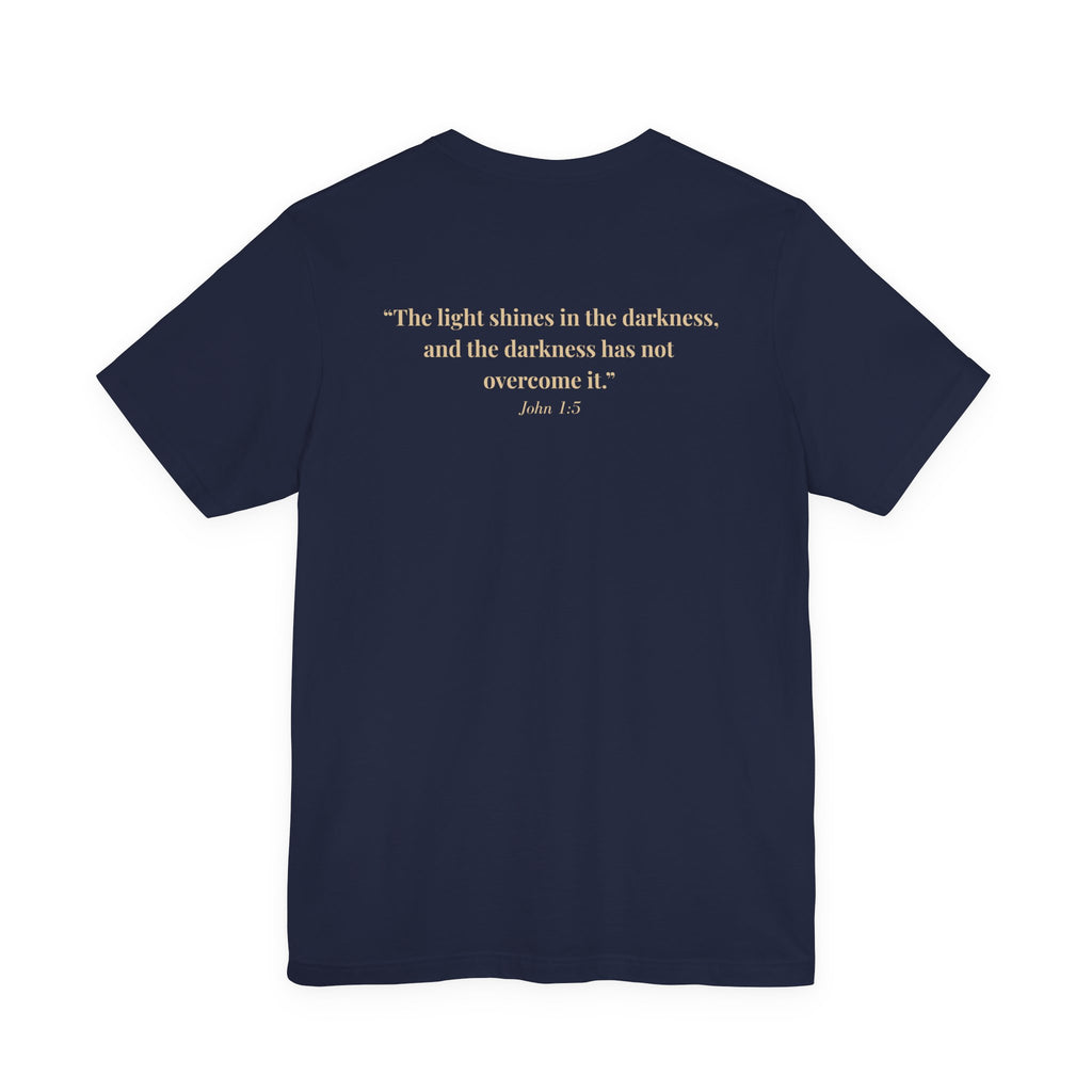 Lux Mundi Floral Tee — "The light shines in the darkness" Inspirational Christian T‑Shirt