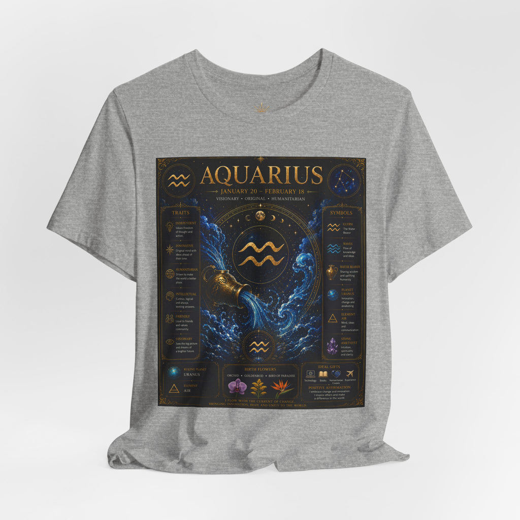 Aquarius Zodiac T-Shirt — Astrology Traits & Birthstone Tee