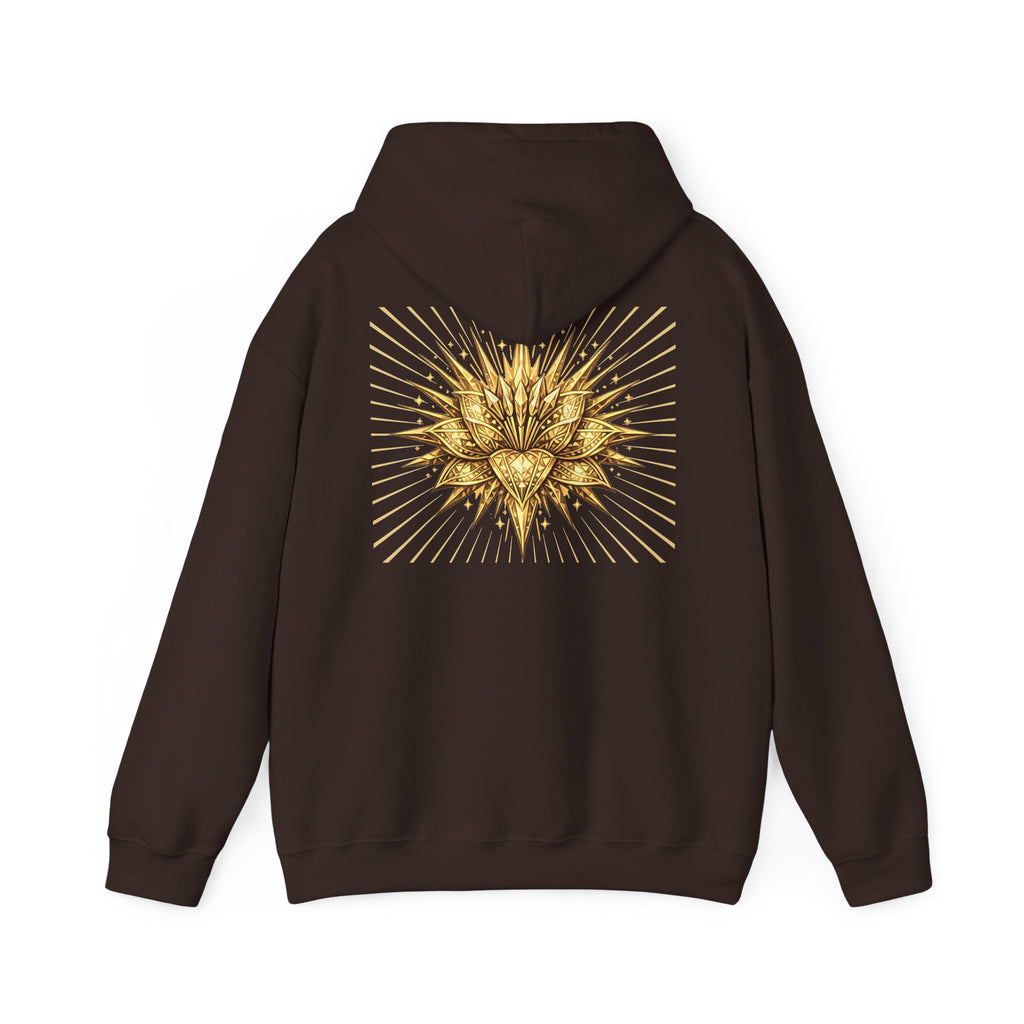 Lux Mundi Hoodie — Gold Lotus Graphic Hooded Sweatshirt