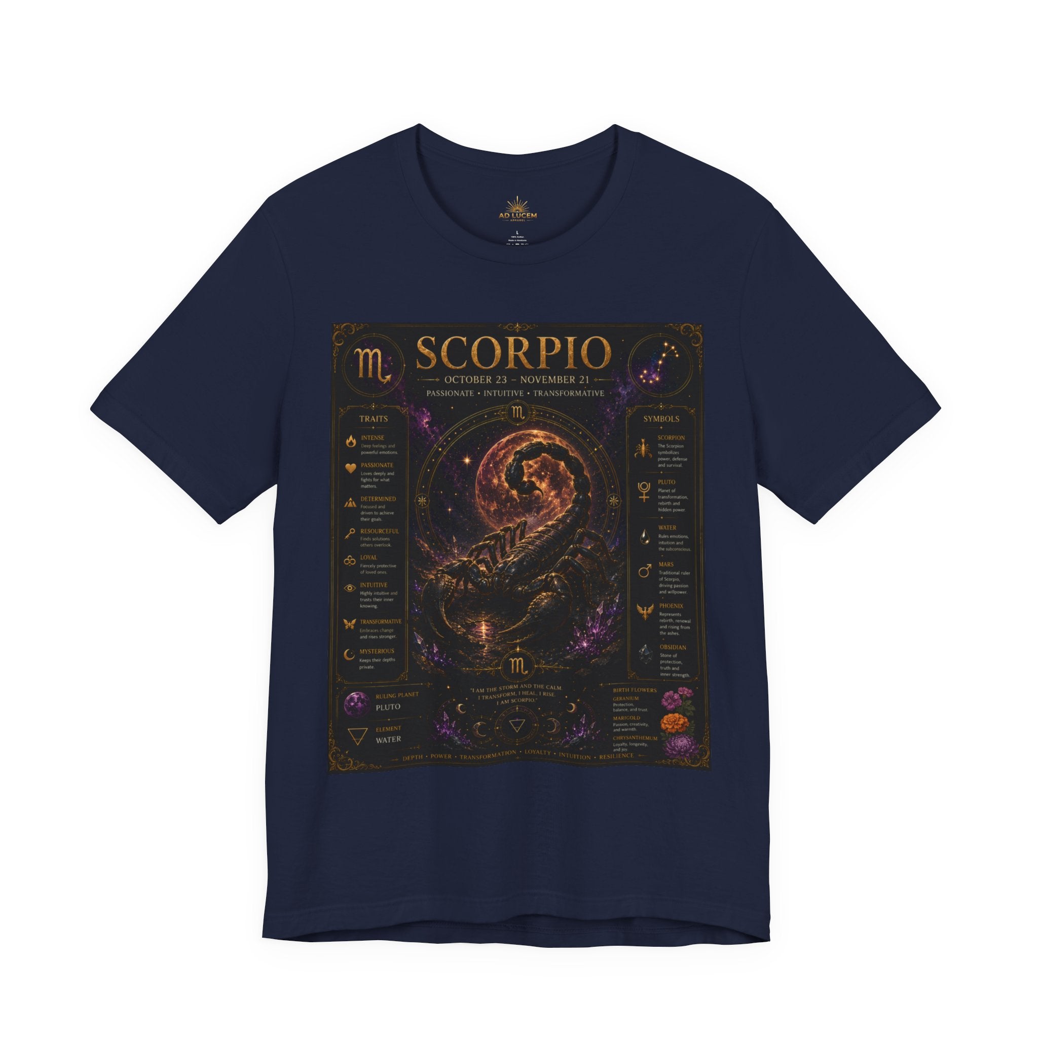 Scorpio Zodiac T-Shirt — Astrology Scorpion Birthdate Traits Tee