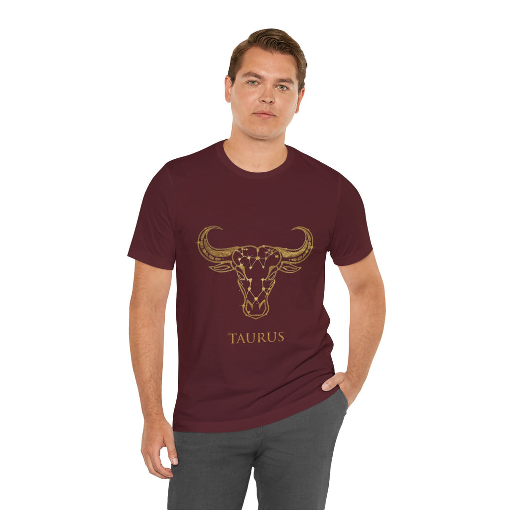 Taurus Zodiac T-Shirt — Gold Bull Skull Astrology Tee