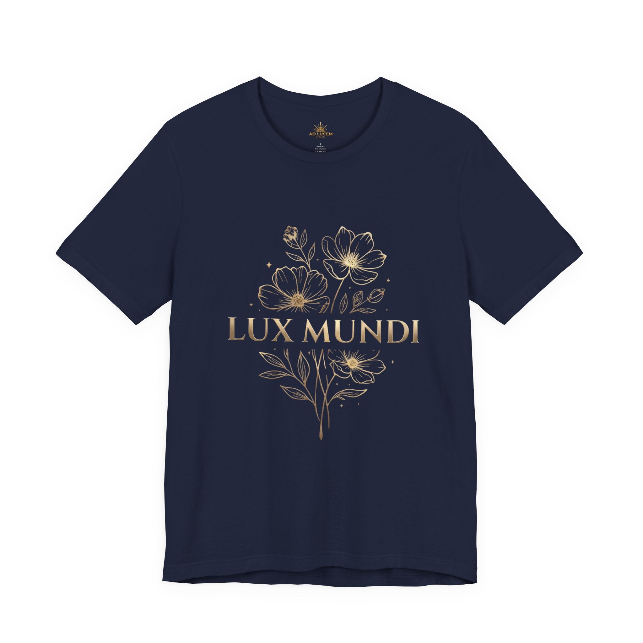 Lux Mundi Floral Tee — "The light shines in the darkness" Inspirational Christian T‑Shirt